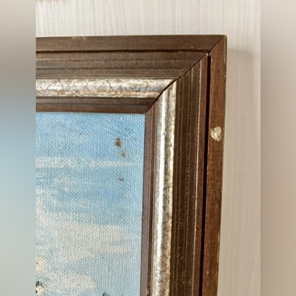 Vintage Oil Painting On Board Scenic Mountains Framed Canvas 14” x 18” Signed - Picture 7 of 11